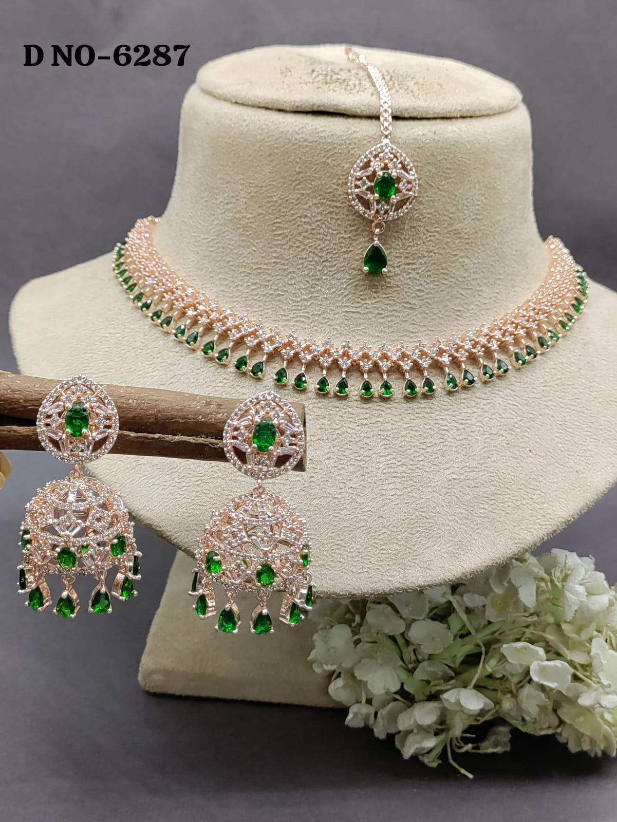 American Diamond Rose gold Necklace Set manufaturer in India