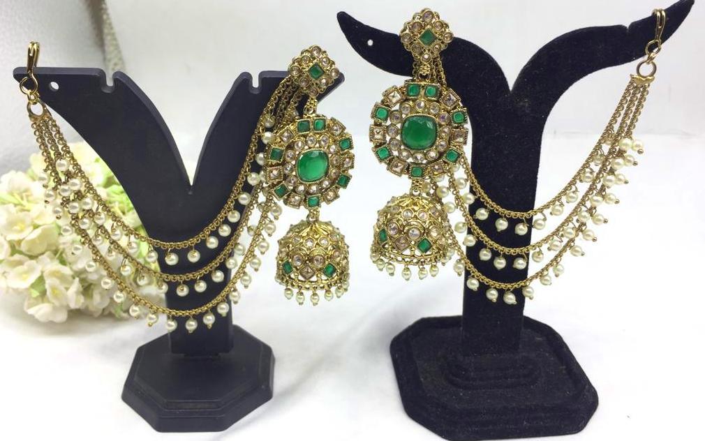 Polki Mehndi Bahubali Earring wholesale – rchie creation llp
