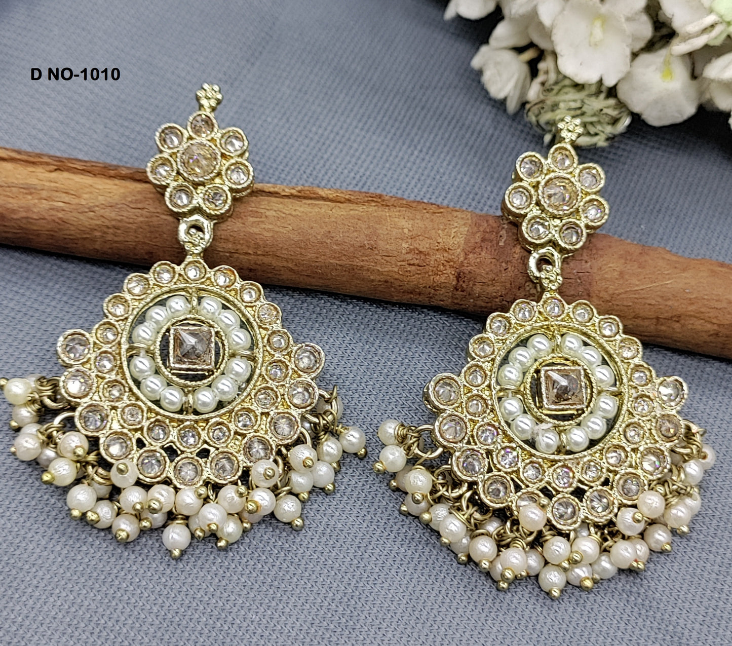 Mehandi Polki Earring Sku-1010 rchiecreation