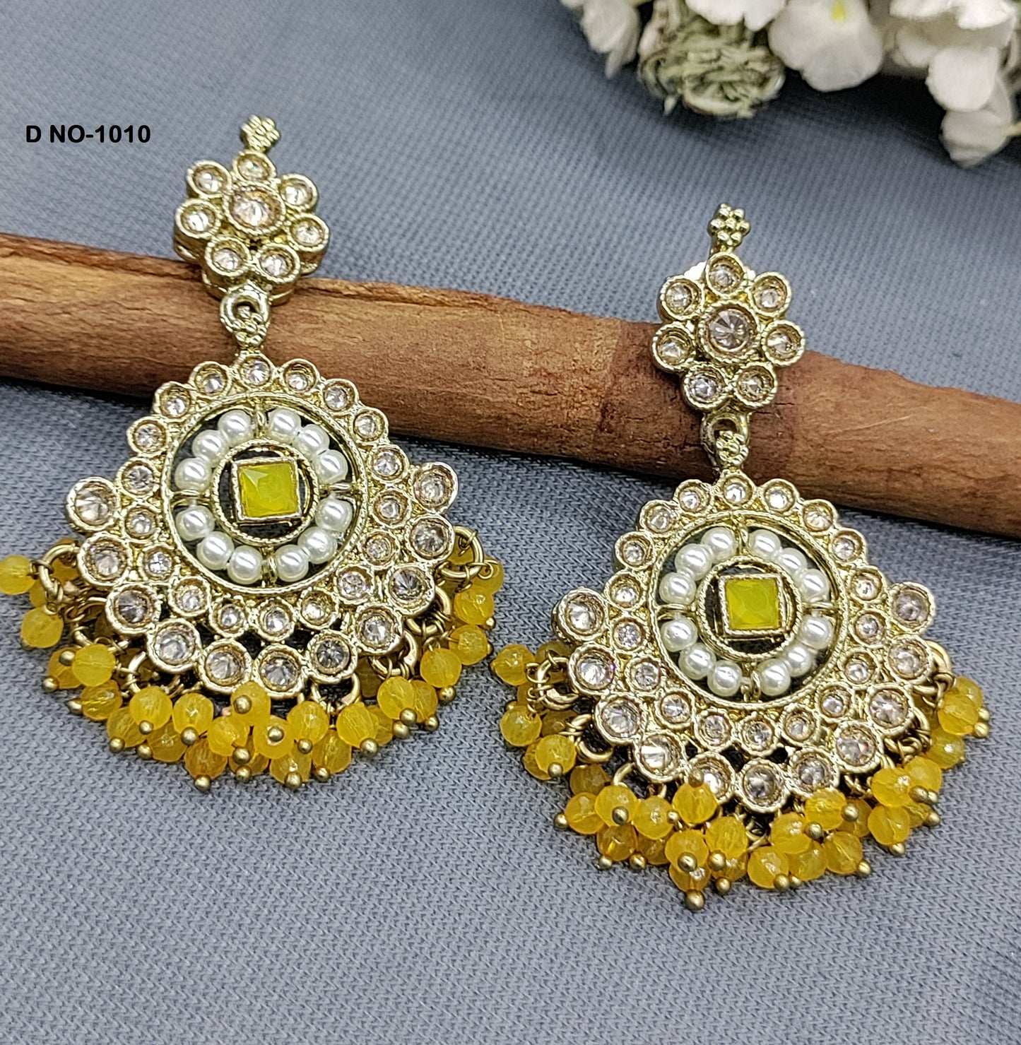 Mehandi Polki Earring Sku-1010 rchiecreation