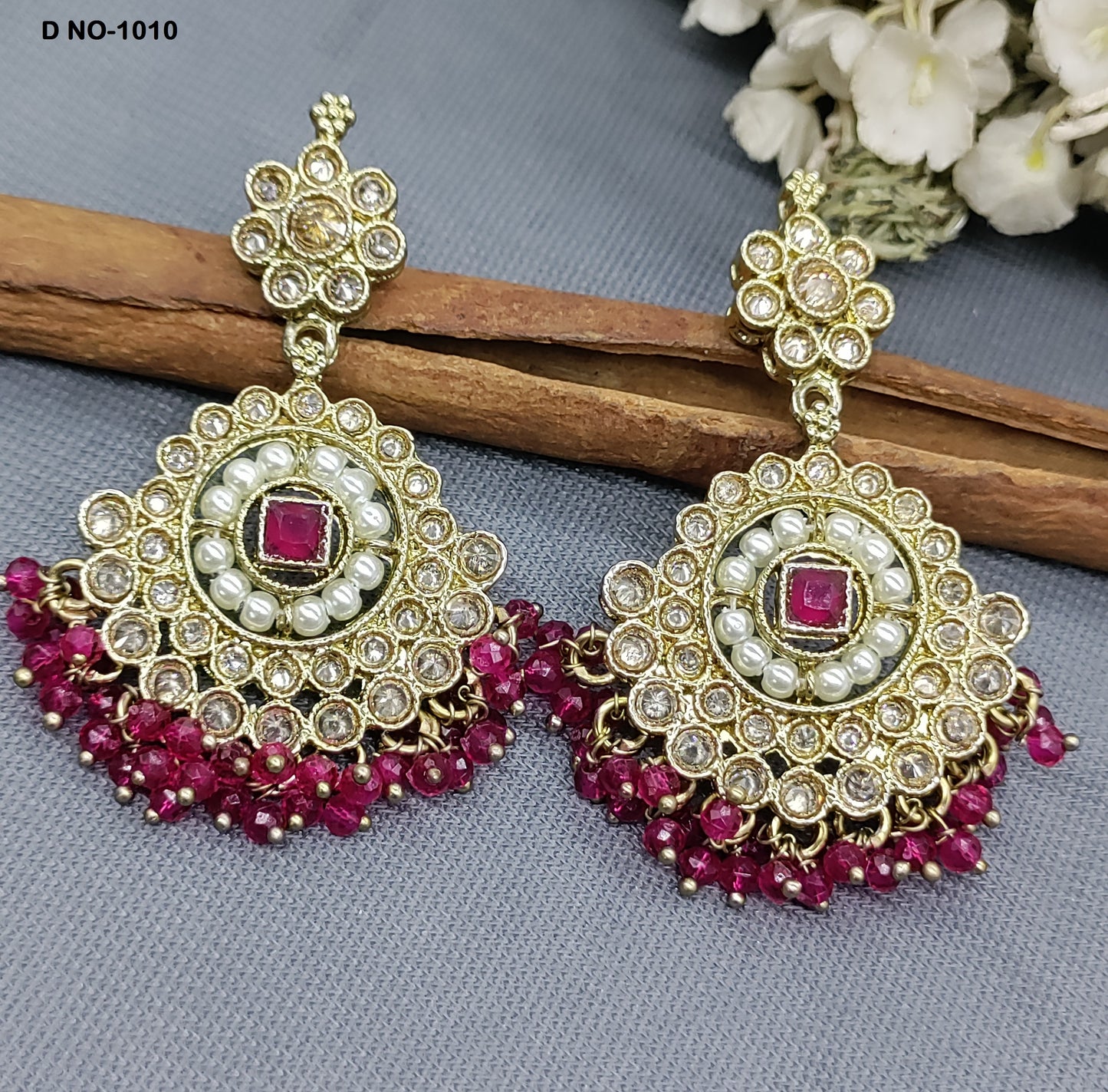 Mehandi Polki Earring Sku-1010 rchiecreation