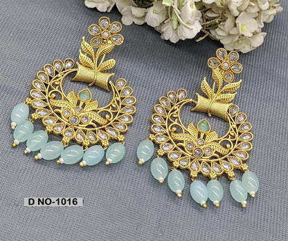 Polki Antique Golden Earring Sku 1379 rchiecreation