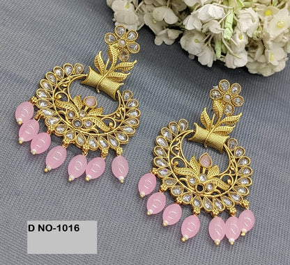 Polki Antique Golden Earring Sku 1379 rchiecreation