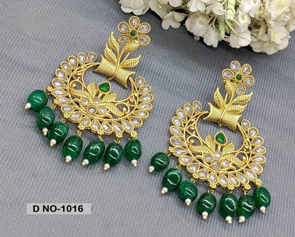 Polki Antique Golden Earring Sku 1379 rchiecreation