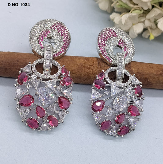 CZ American Diamond Earrings Sku-1034 rchiecreation