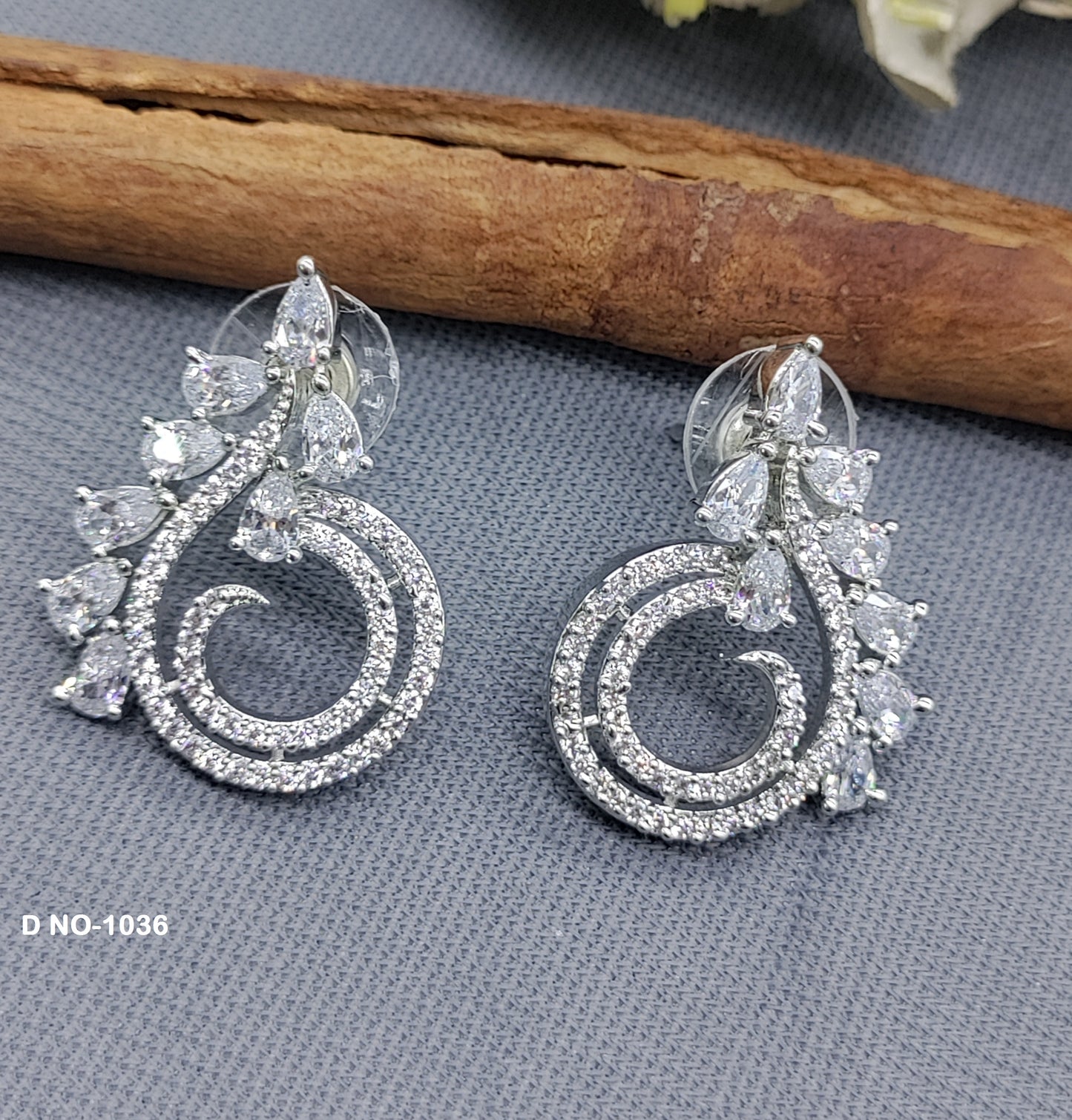 CZ American Diamond Earrings Sku-1036 rchiecreation