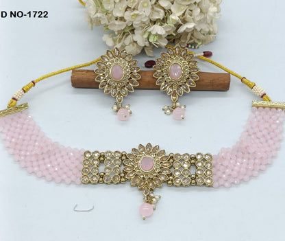 Polki Choker Necklace Mehndi Set Sku-1722 B1 rchiecreation