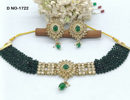 Polki Choker Necklace Mehndi Set Sku-1722 B1 rchiecreation