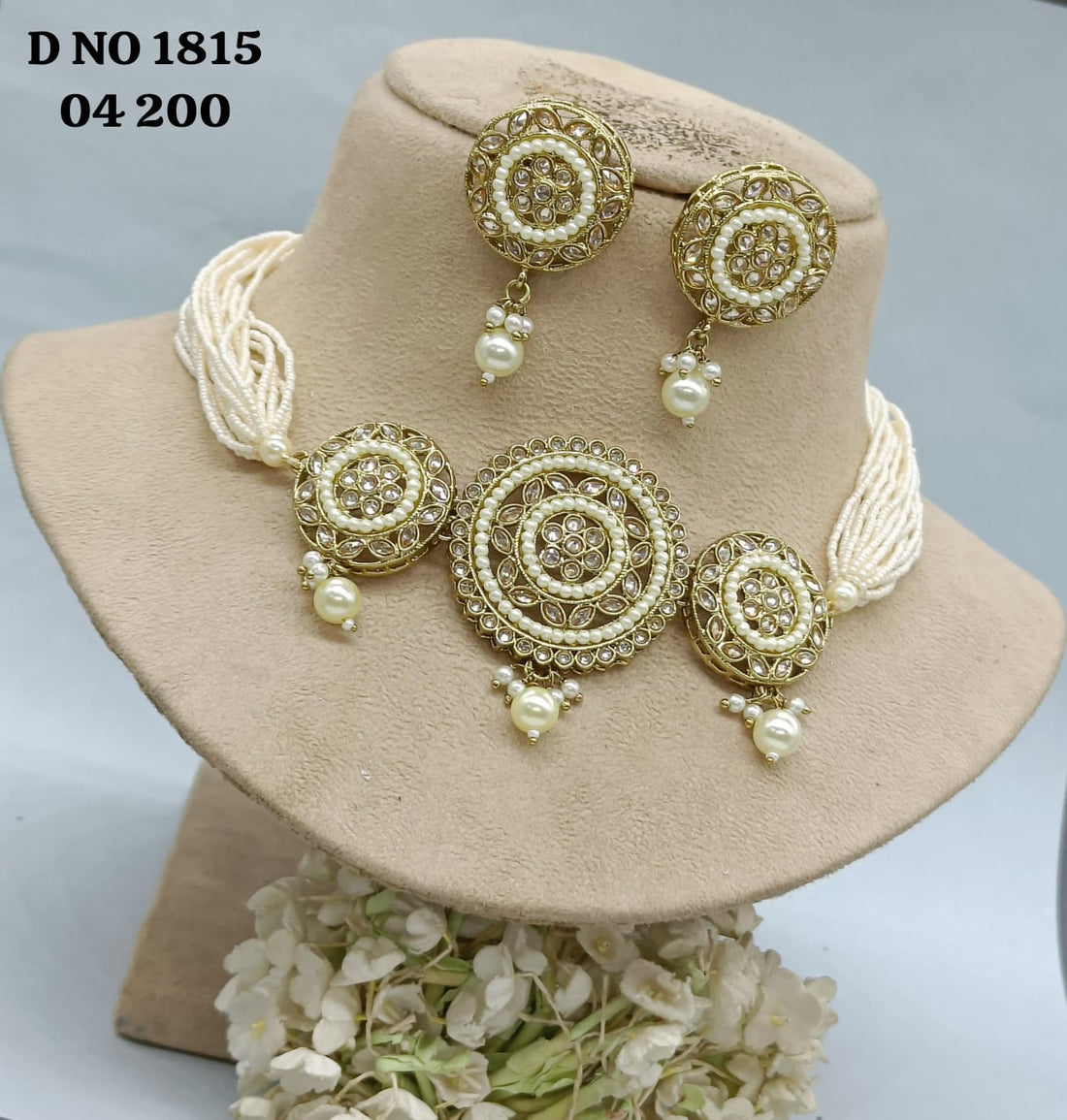 Polki Choker Necklace Mehndi Set Sku-1815 B1 rchiecreation