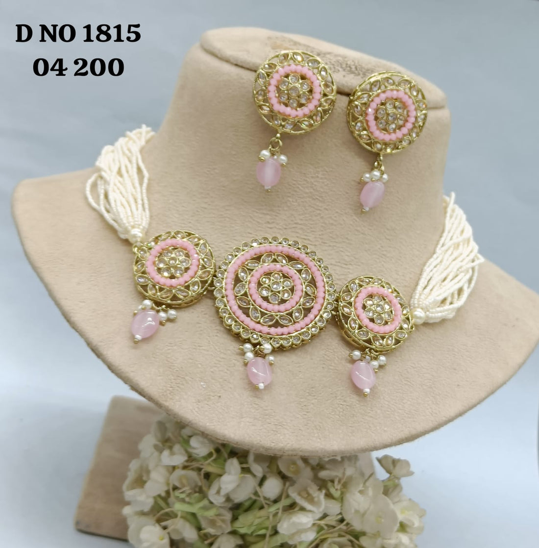 Polki Choker Necklace Mehndi Set Sku-1815 B1 rchiecreation