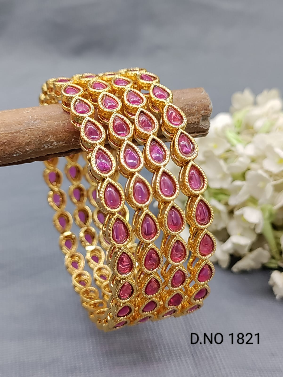 Golden Ruby Polki Bangles 1821 rchiecreation