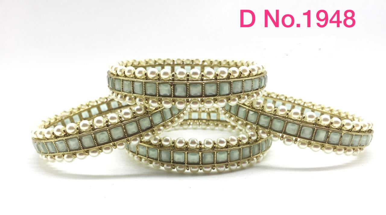 Pearl Polki Bangles Sku- 1948 rchiecreation