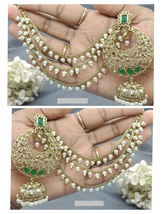 Polki Mehandi Bahubali Earring Sku-2022 rchiecreation