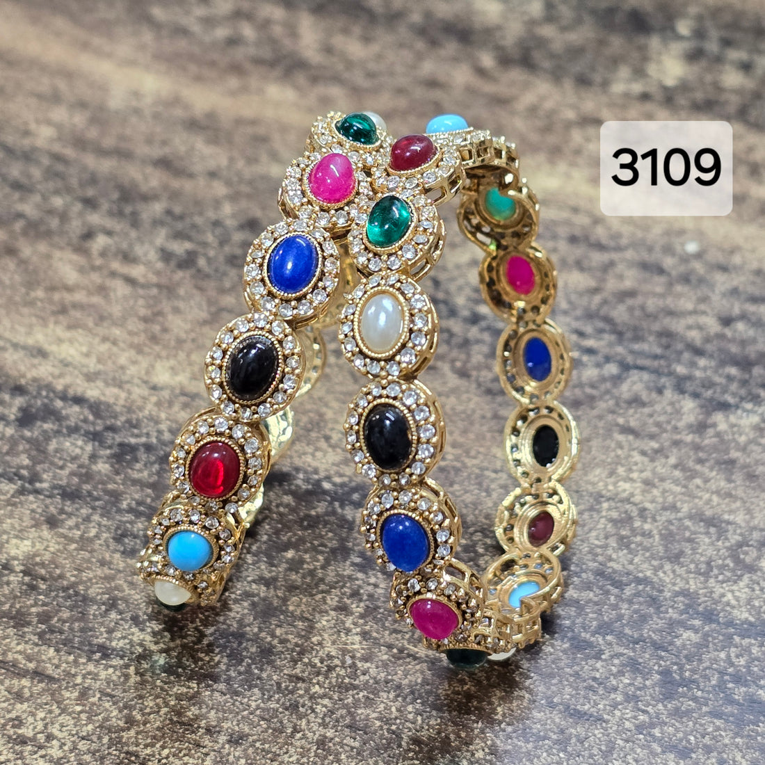 Multy Polki Bangles Sku-3109 F2 - rchiecreation