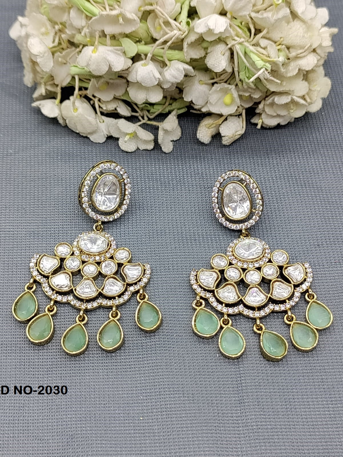 Moissanite kundan Earing SKU-2030 rchiecreation