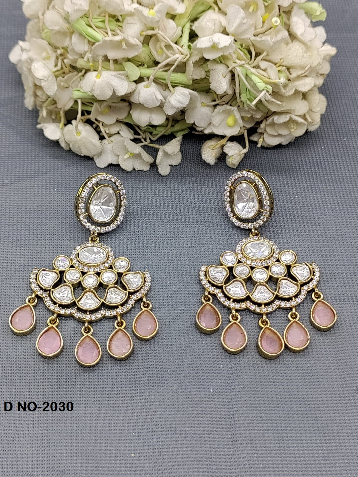 Moissanite kundan Earing SKU-2030 rchiecreation