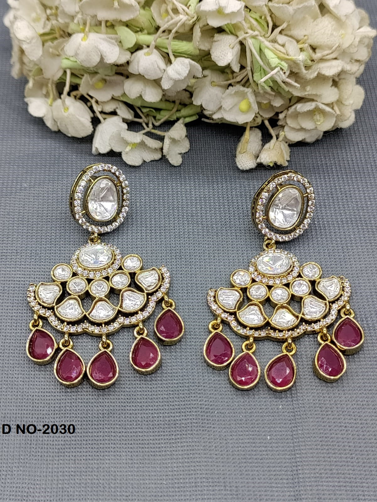 Moissanite kundan Earing SKU-2030 rchiecreation