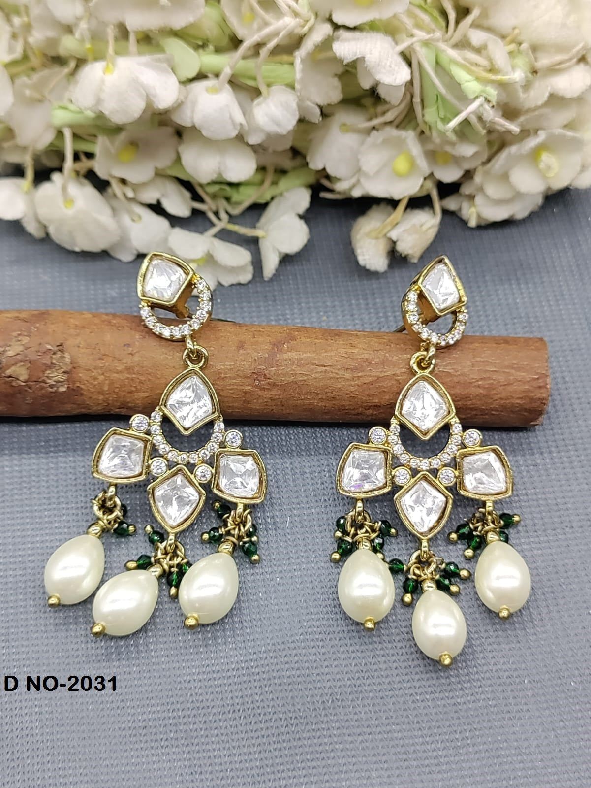 Moissanite kundan Earing SKU-2031 rchiecreation