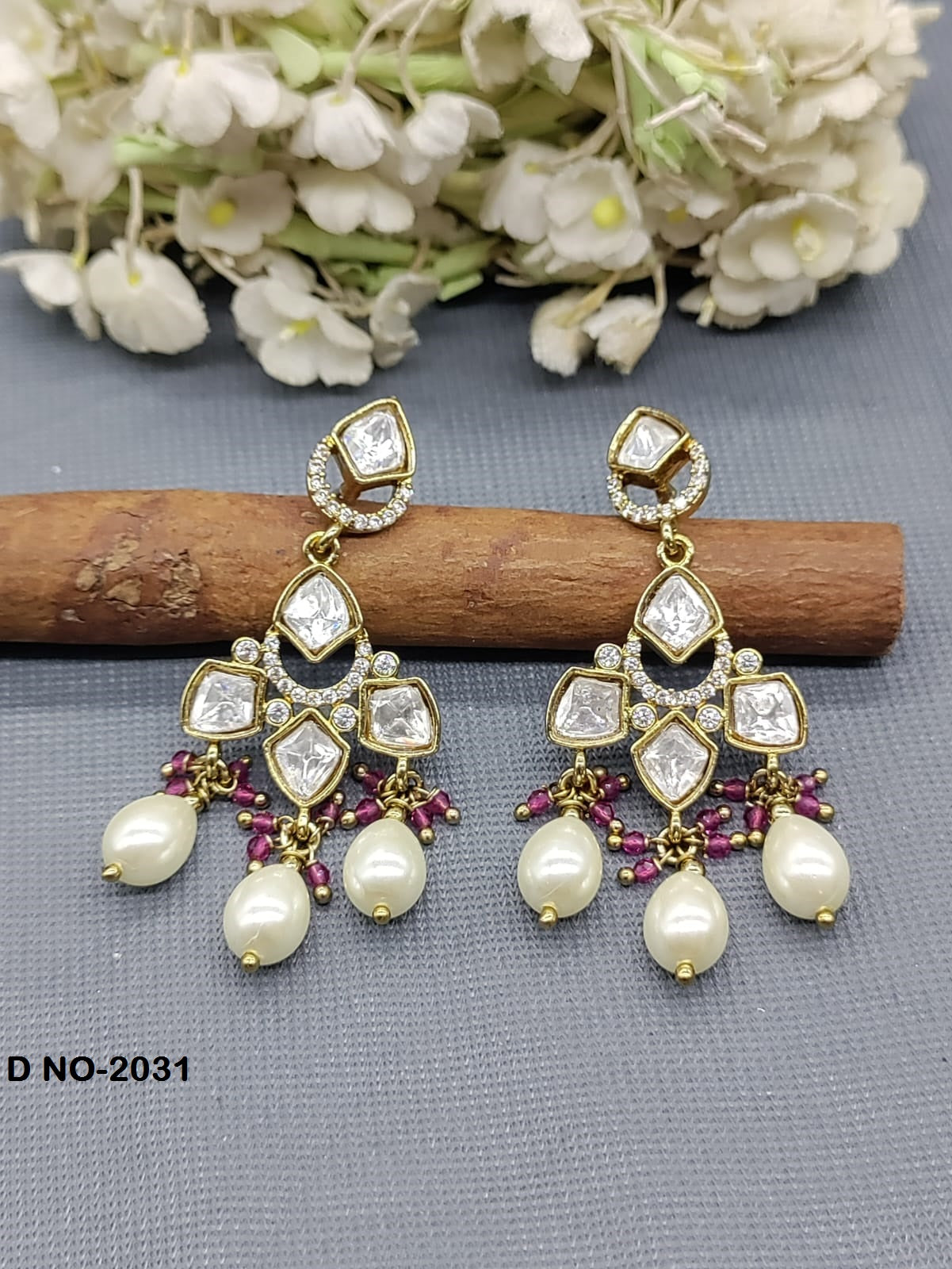 Moissanite kundan Earing SKU-2031 rchiecreation