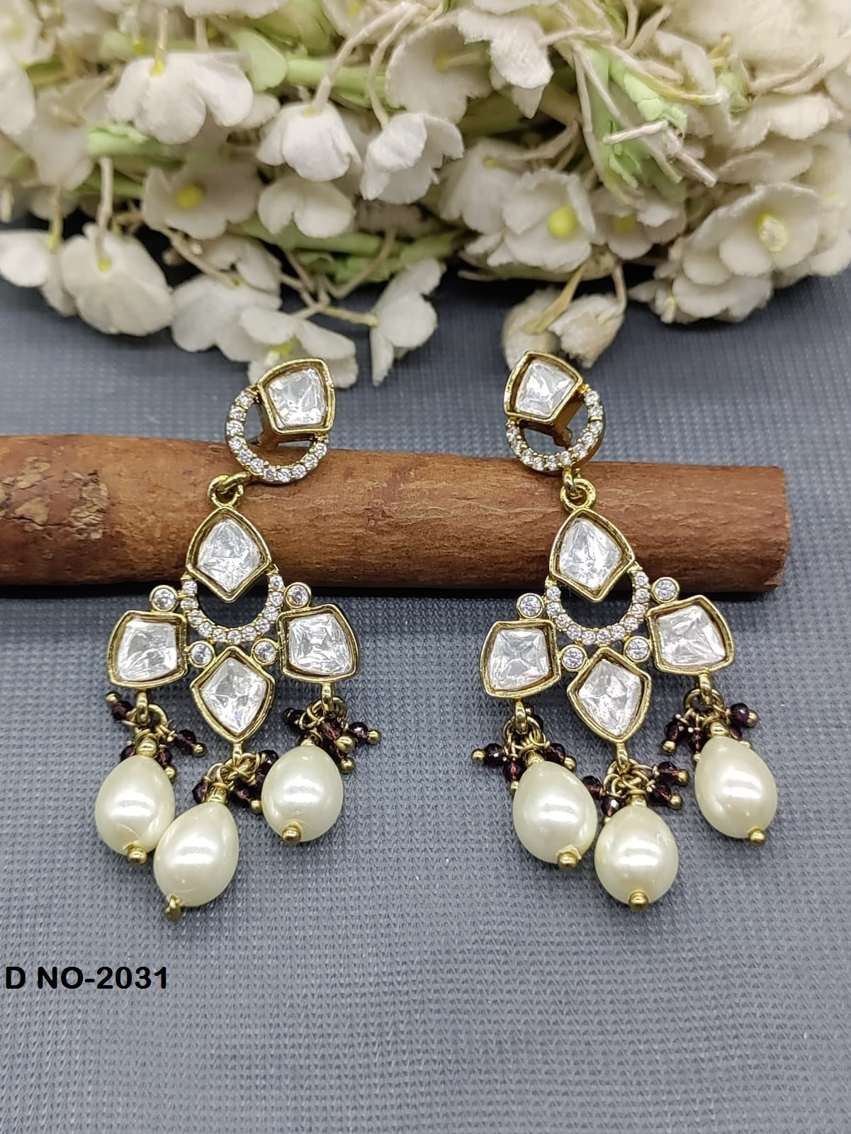 Moissanite kundan Earing SKU-2031 rchiecreation