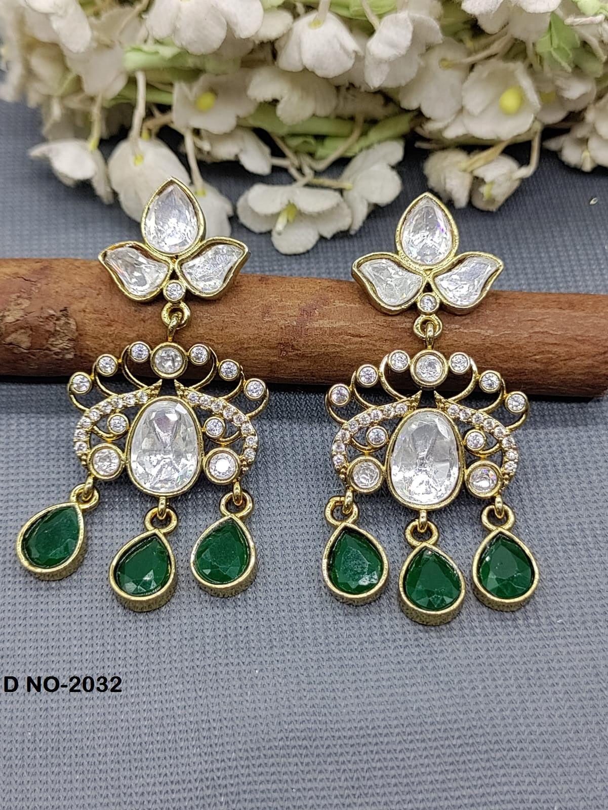 Moissanite kundan Earing SKU-2032 rchiecreation