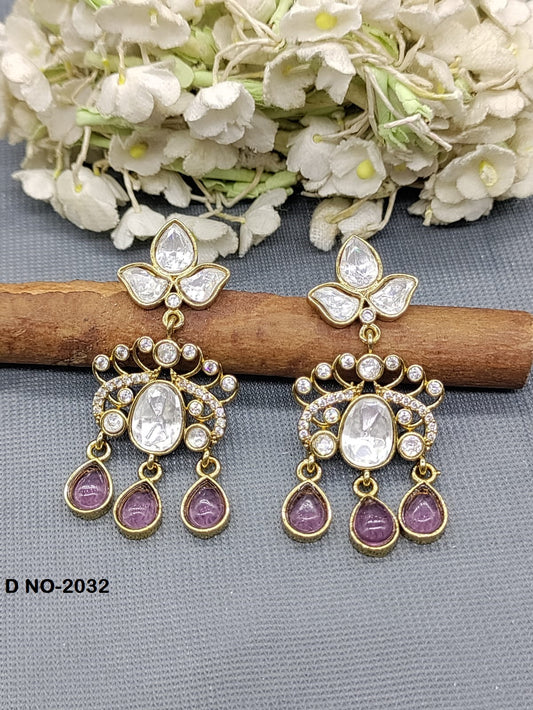 Moissanite kundan Earing SKU-2032 rchiecreation