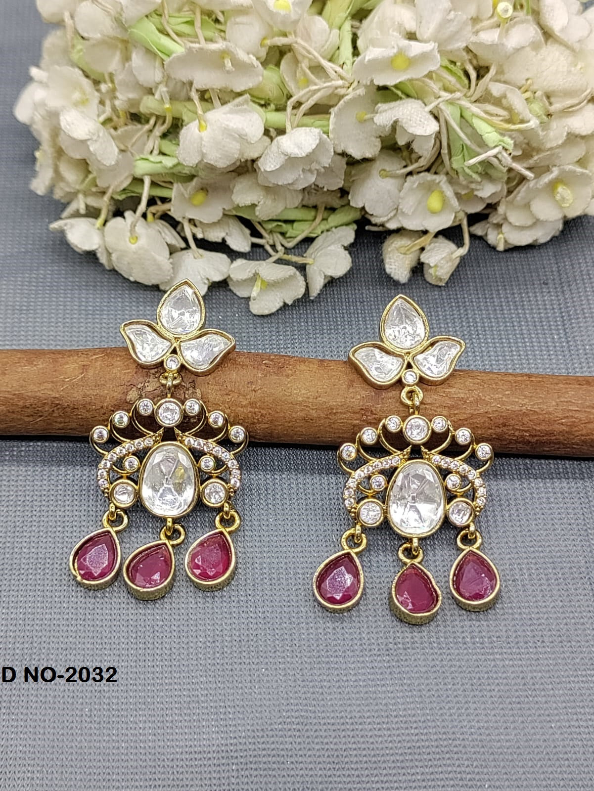 Moissanite kundan Earing SKU-2032 rchiecreation