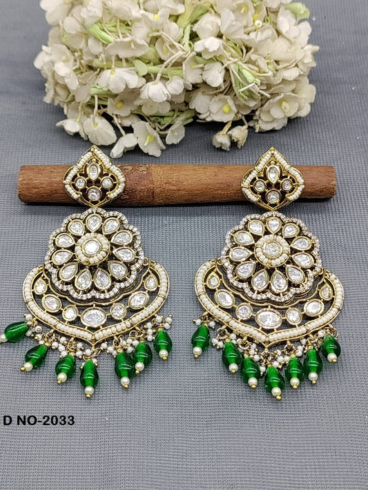 Moissanite kundan Earing SKU-2033 rchiecreation