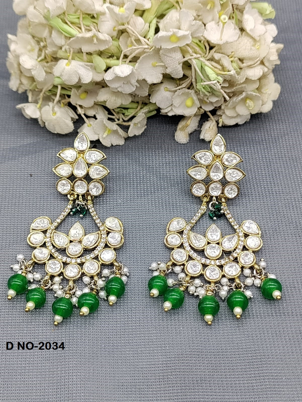 Moissanite kundan Earing SKU-2034 rchiecreation