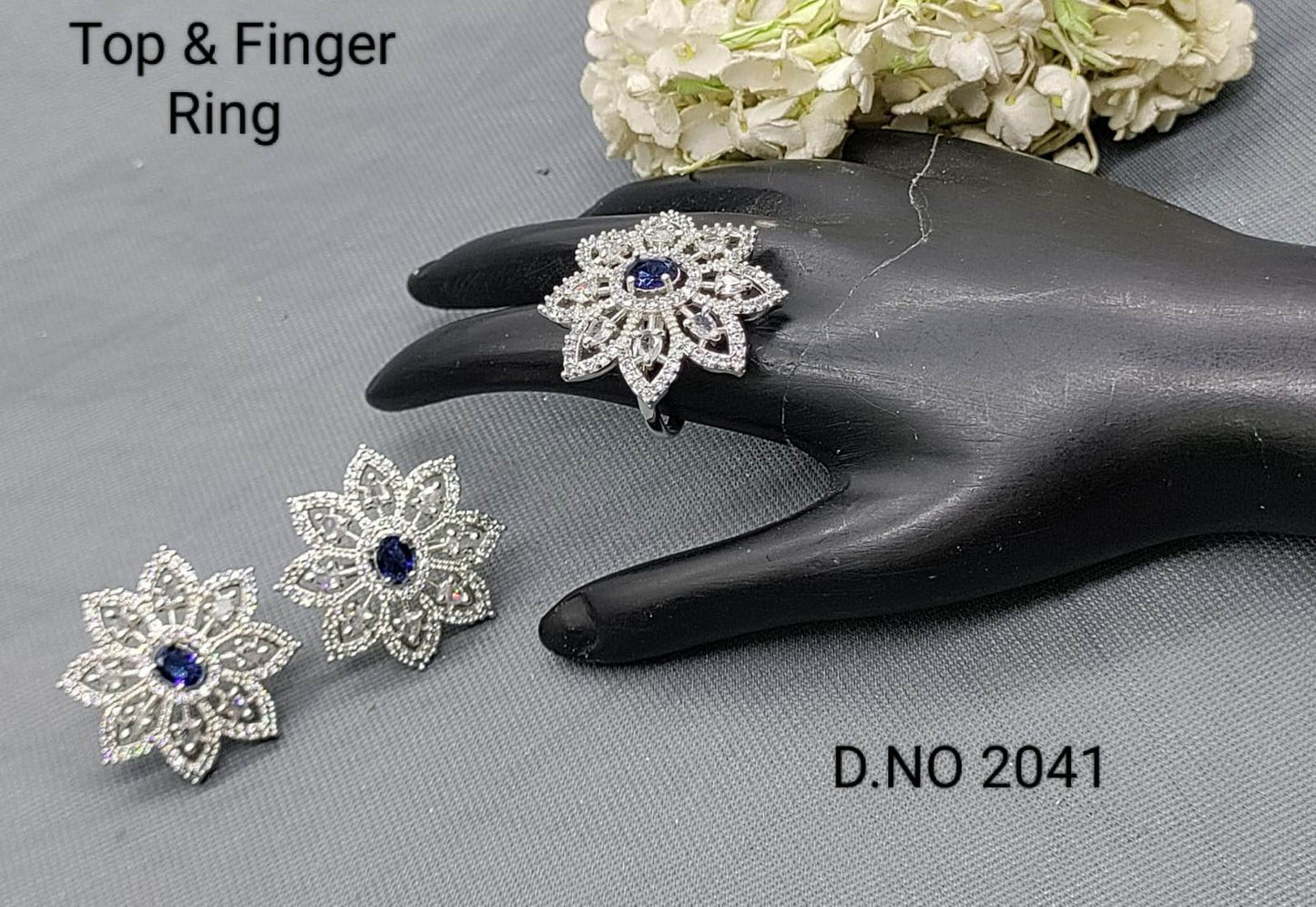 Cz Ad Rodium Tops & Finger Ring Sku 2041 rchiecreation