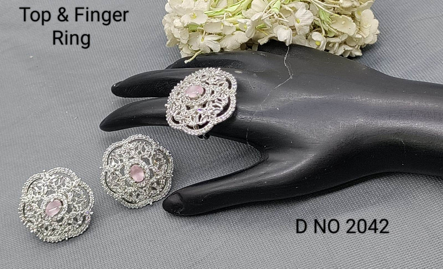 Cz Ad Rodium Tops & Finger Ring Sku 2042 rchiecreation