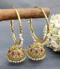 Golden Polki Hoop Bali Earring Sku-2058 rchiecreation