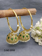 Golden Polki Hoop Bali Earring Sku-2058 rchiecreation