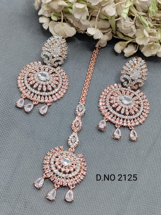 Rose Gold CZ A.Diamond Eariing & Tika SKU-2125 rchiecreation