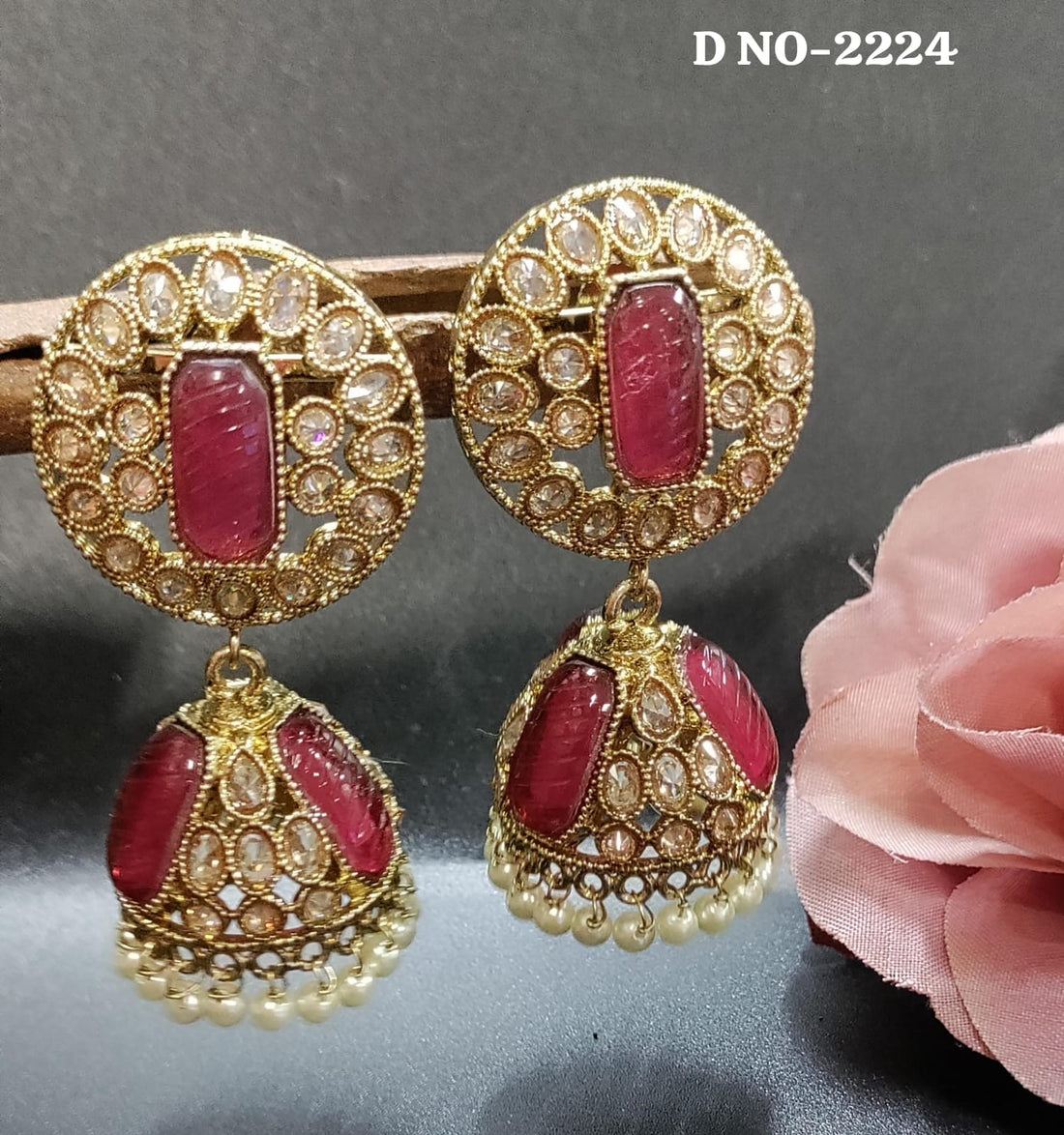 Mehandi Polki Zhumki Earing SKU-2224 rchiecreation