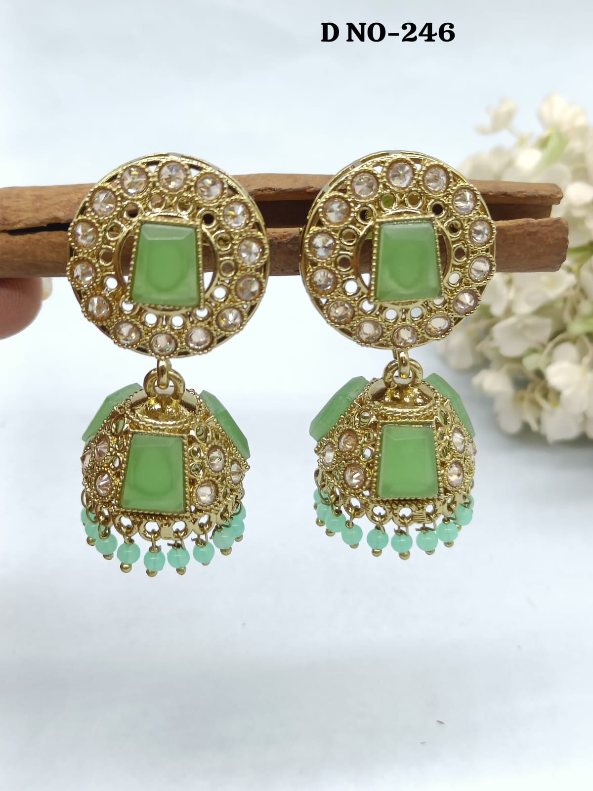 Polki jhumki  Mehndi Earring Sku-246 A4 rchiecreation