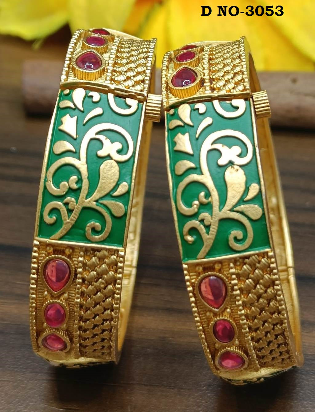 Antique Golden Bangles Sku-3053 D2