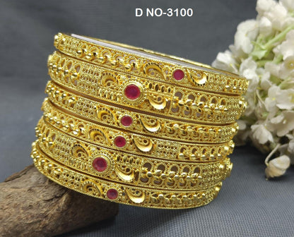 Forming Golden Chuda Bangles Sku-3100