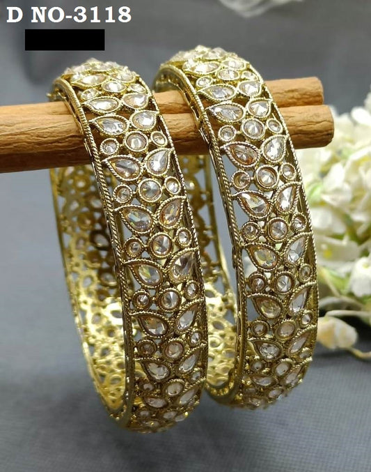 Beautiful  Mehndi Polki Bangles Sku- 3118 G5