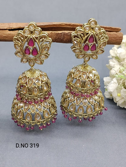 Polki Mehndi Jhumki Earring Sku 319 A4 rchiecreation