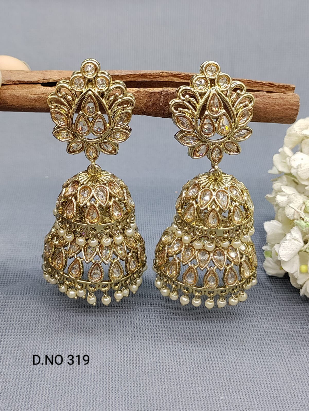 Polki Mehndi Jhumki Earring Sku 319 A4 rchiecreation