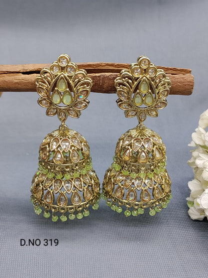 Polki Mehndi Jhumki Earring Sku 319 A4 rchiecreation