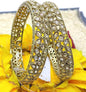 Beautiful Mehandi Polki Bangles Pink Sku- 3276 rchiecreation