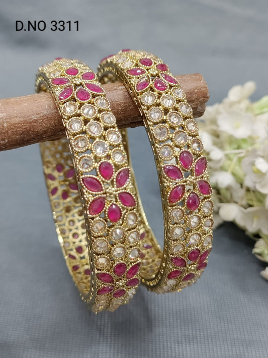 Mehandi Ruby Polki Bangle SKU-3311 rchiecreation