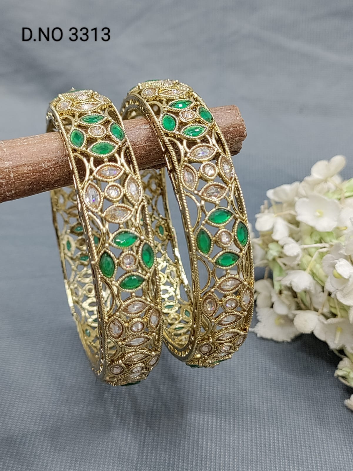 Mehandi Green Polki Bangle SKU-3313 rchiecreation