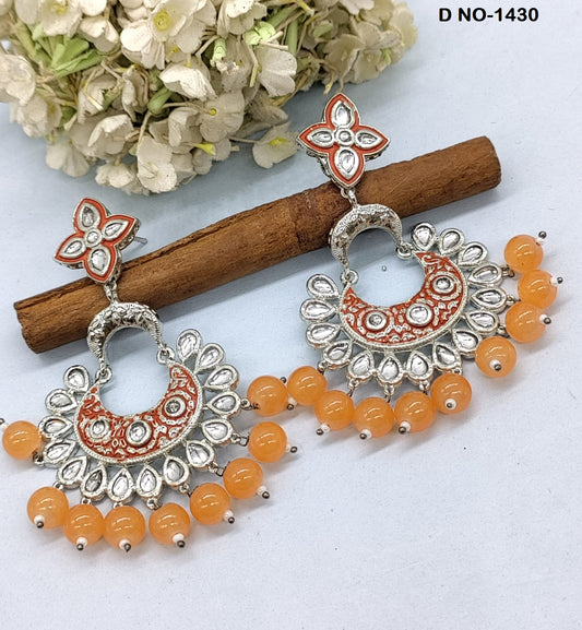 Victorian Polki Kundan Earring Sku-1430 rchiecreation