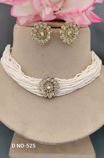 Mehandi Polki Choker  Necklace SKU-525 B-8