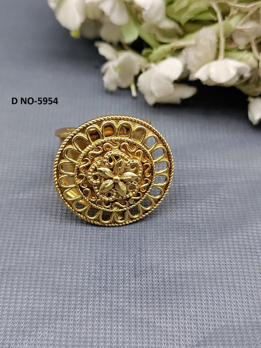 Antique Golden Finger Ring Sku-5954 rchiecreation