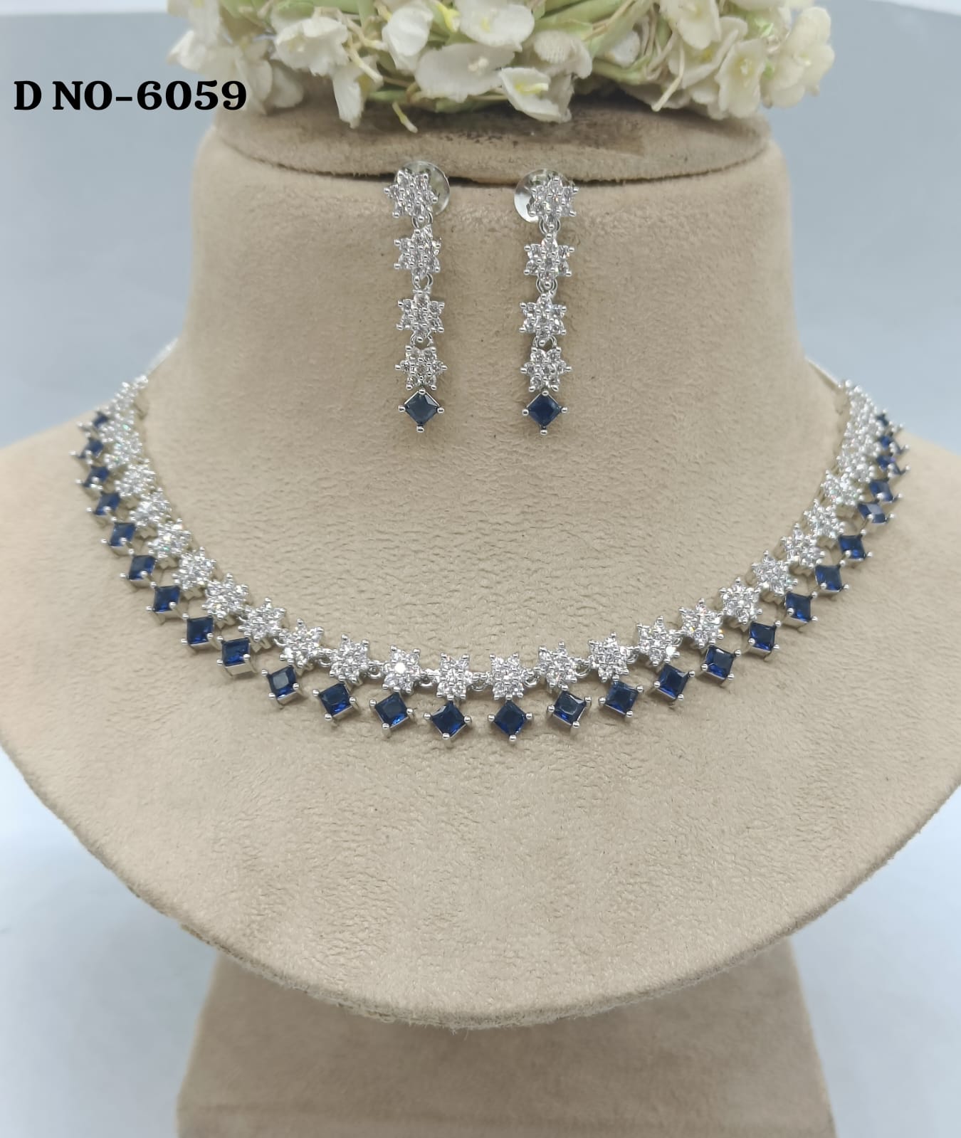 Cz ad Rodium  Necklace Sku 6059 rchiecreation