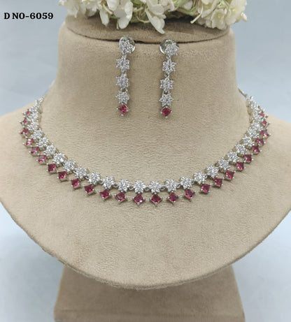 Cz ad Rodium  Necklace Sku 6059 rchiecreation